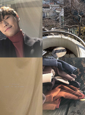 junmanner 水洗可翻高领美式潮流休闲长袖纯棉毛衣秋冬男生打底衫