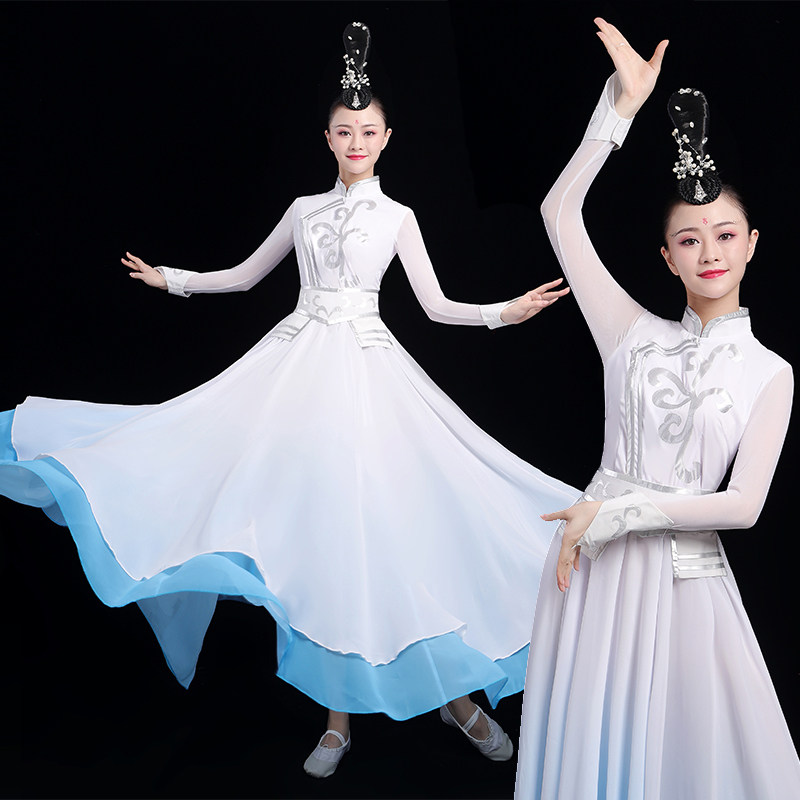 古典开场舞大摆裙纱裙飘逸中国风民族蒙古舞服装长裙新款演出服女