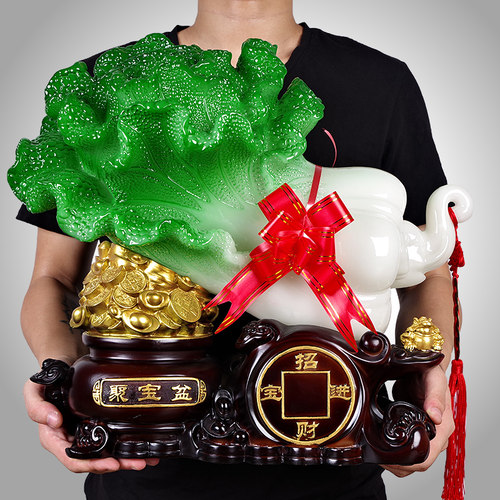 摆件客厅玉白菜招财进宝