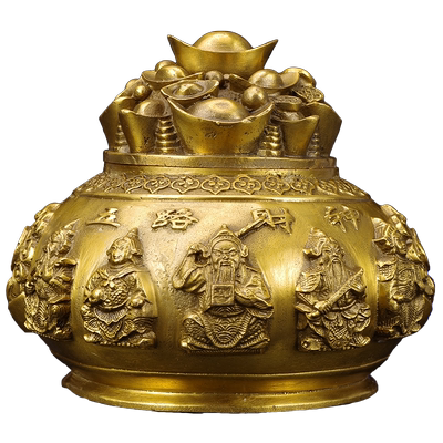 黄水晶摇钱树聚宝盆酒柜装饰品