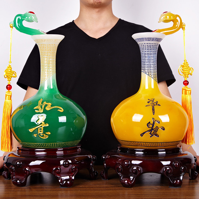 平安如意花瓶摆件现代简约电视柜酒柜装饰品玄关风水摆设新婚礼品,家居饰品,装饰摆件,淘宝优惠券,粉丝福利购,淘宝优惠卷