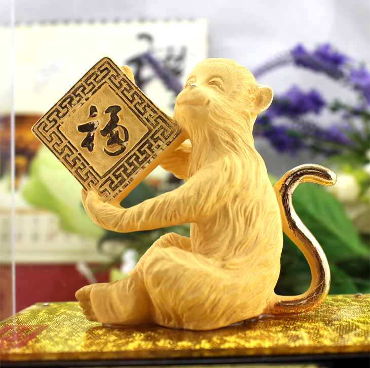 绒沙金十二生肖猴子摆件 生日家居装饰摆设品 生日礼品猴摆件