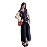 蕾丝拼接牛仔套装女2025夏季新款设计感超火减龄马甲阔腿裤两件套，女装套装/套裙，2C318