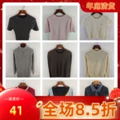 古着秋冬复古欧美格雷简洁慵懒纯色图案羊毛羊绒毛衣