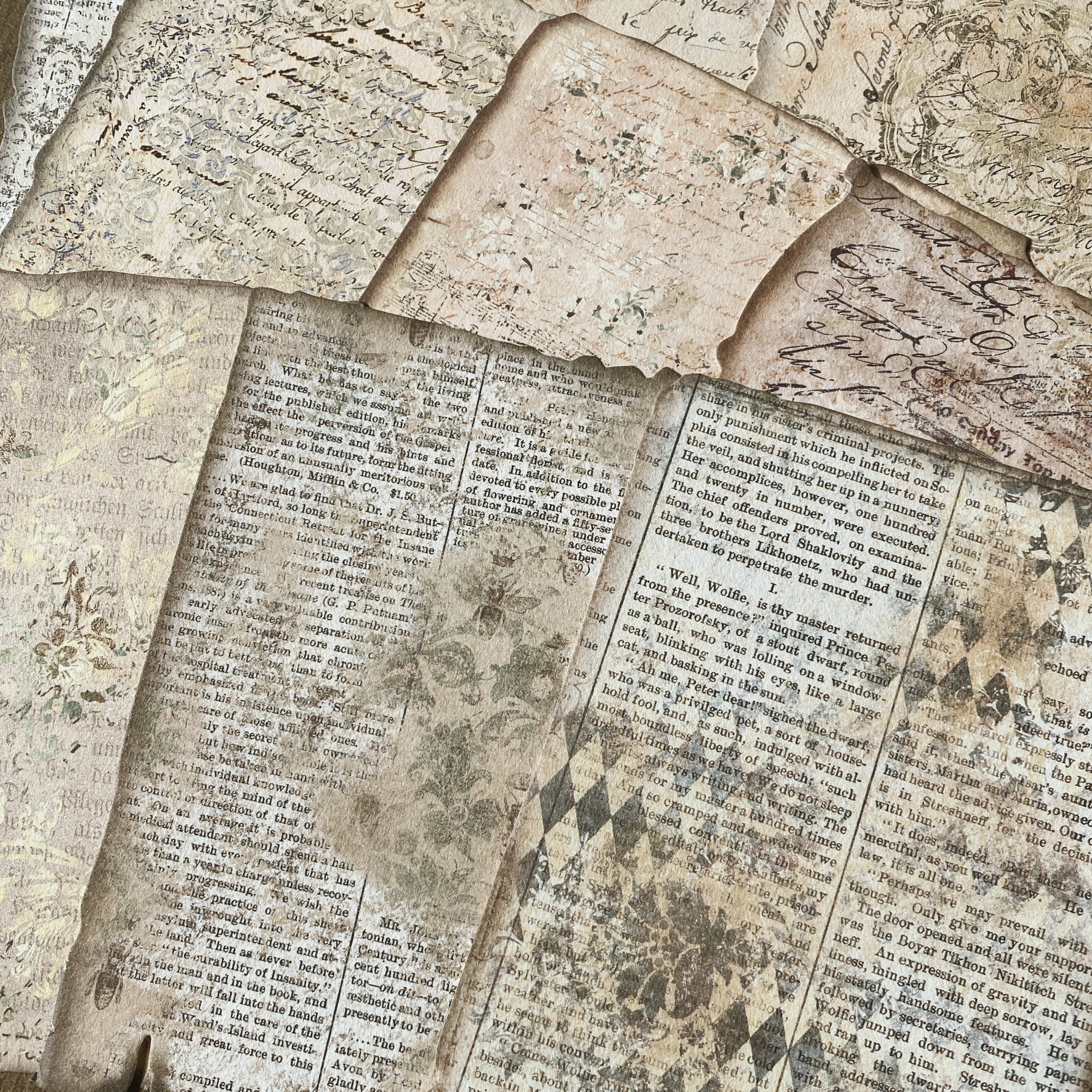 烧毁复古手账欧式素材背景英文手稿报纸手帐书页艺术打底材料装饰