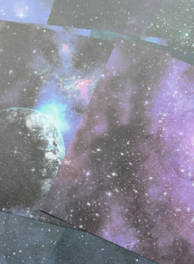 宇宙星空背景纸junk journal艺术垃圾杂志手账素材装饰纸