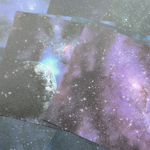 宇宙星空背景纸junk journal艺术垃圾杂志手账素材装饰纸
