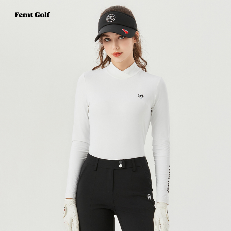 FG新款高尔夫长袖上衣女秋冬立领打底衣golf衣服球衣加绒保暖T恤