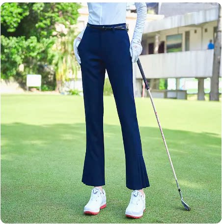 高尔夫女士九分长裤微喇叭开叉