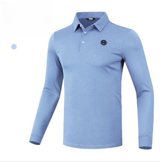 特价秋季高尔夫长袖T恤男衣服修身弹力纯棉运动上衣翻领golf服装