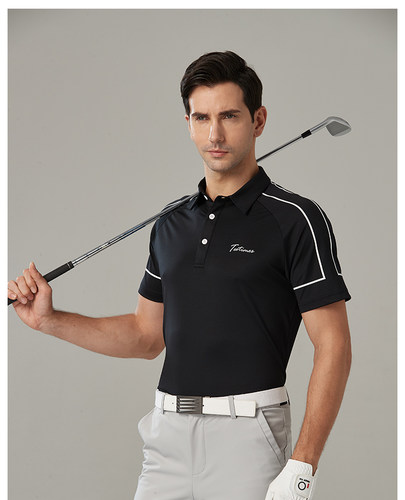 打高尔夫球服装男款夏季暗纹短袖T恤运动golf服装薄款透气polo衫 - 封面