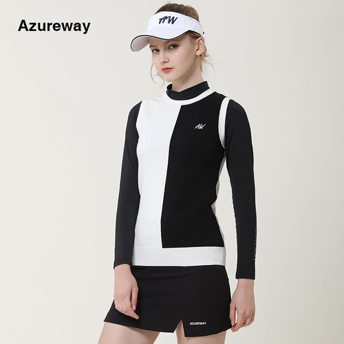 azureway高尔夫服装保暧毛线黑白