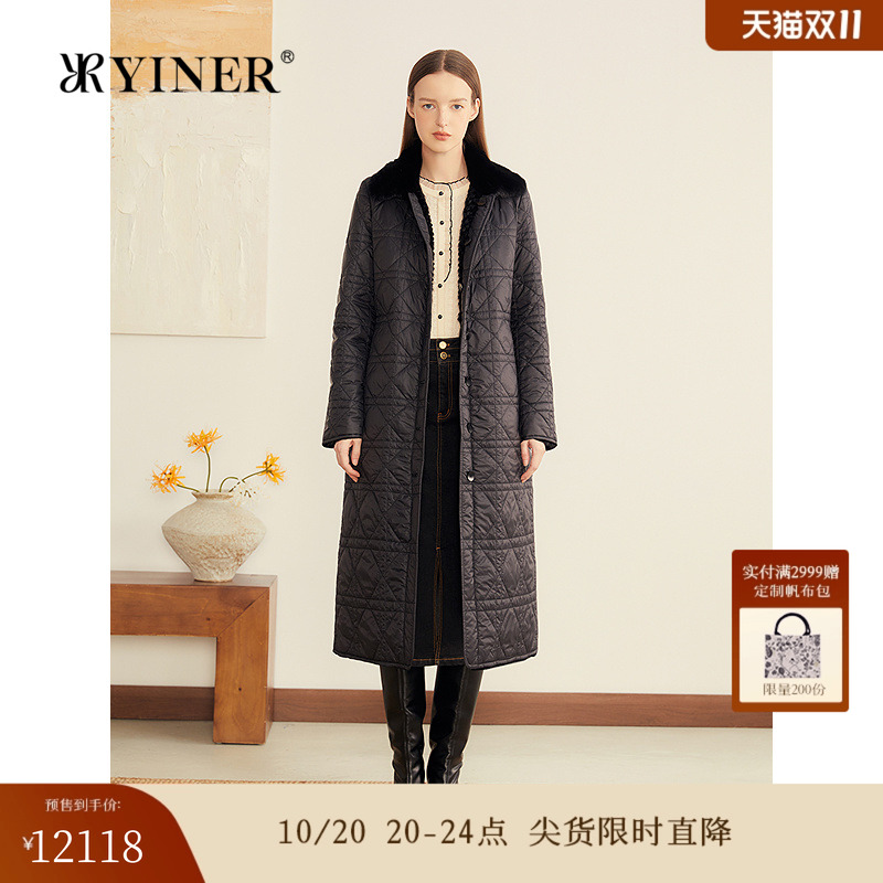 YINER专选2025秋季新款水貂毛翻领獭兔毛皮双面穿皮草外套