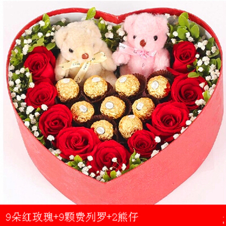 天津鲜花玫瑰礼盒巧克力红桥和平南开河西河东丽河北塘沽生日送花