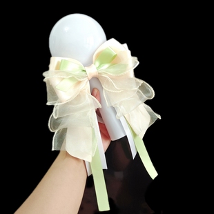 原创手作应援棒蝴蝶结绿色nct荧光棒克拉棒恩静爱丽棒蝴蝶结顶夹