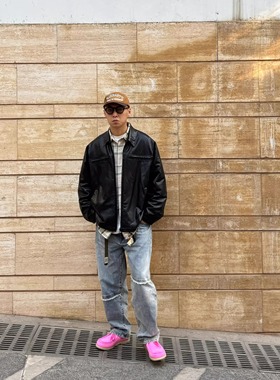 UNITELIFE25AW主线 蛋白PU皮仿小羊皮拉链珩棉廓形皮衣外套夹克