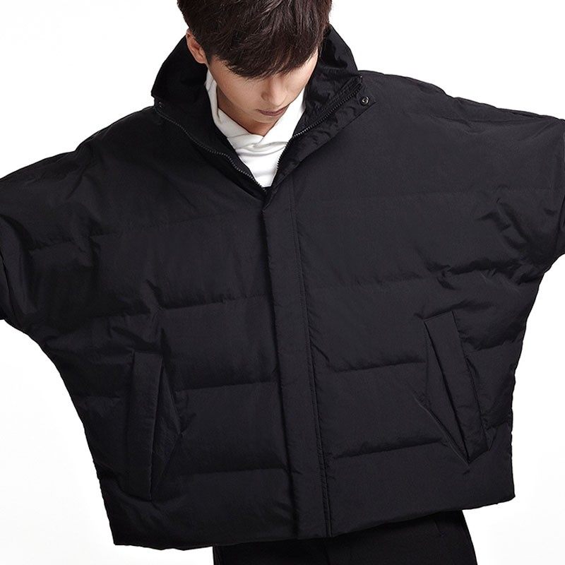 冬季超宽松短款羽绒服男oversize连帽外穿面包服黑色加厚保暖外套