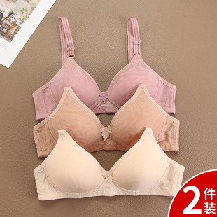 40-50岁中老年文胸薄款无钢圈柔软舒适两排扣的内衣妈妈款胸罩小