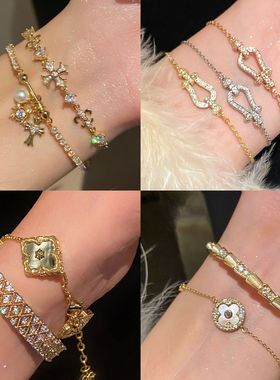 复古简约锆石马蹄扣手链轻奢高级感小众手环时尚气质宫廷风手饰