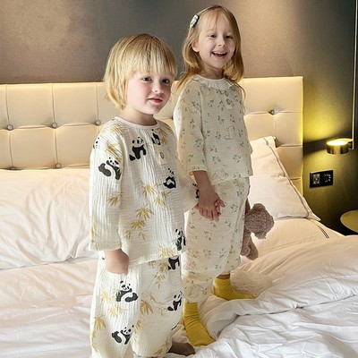 儿童睡衣套装春夏薄款纯棉家居服