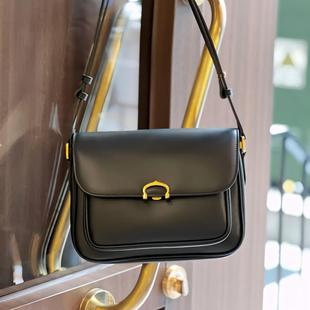 全粒面头层牛皮小方包女士大容量高档单肩包黑色斜挎包简约高级感