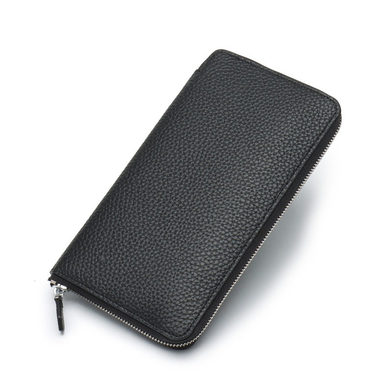 女士卡包长款钱包荔枝纹时尚简约风琴钱包真皮纯色多功能头层牛皮