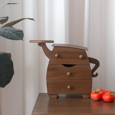 多巴胺首饰盒桌面收纳柜玄关收纳可爱卡通迷你实木叉腰小柜子礼物