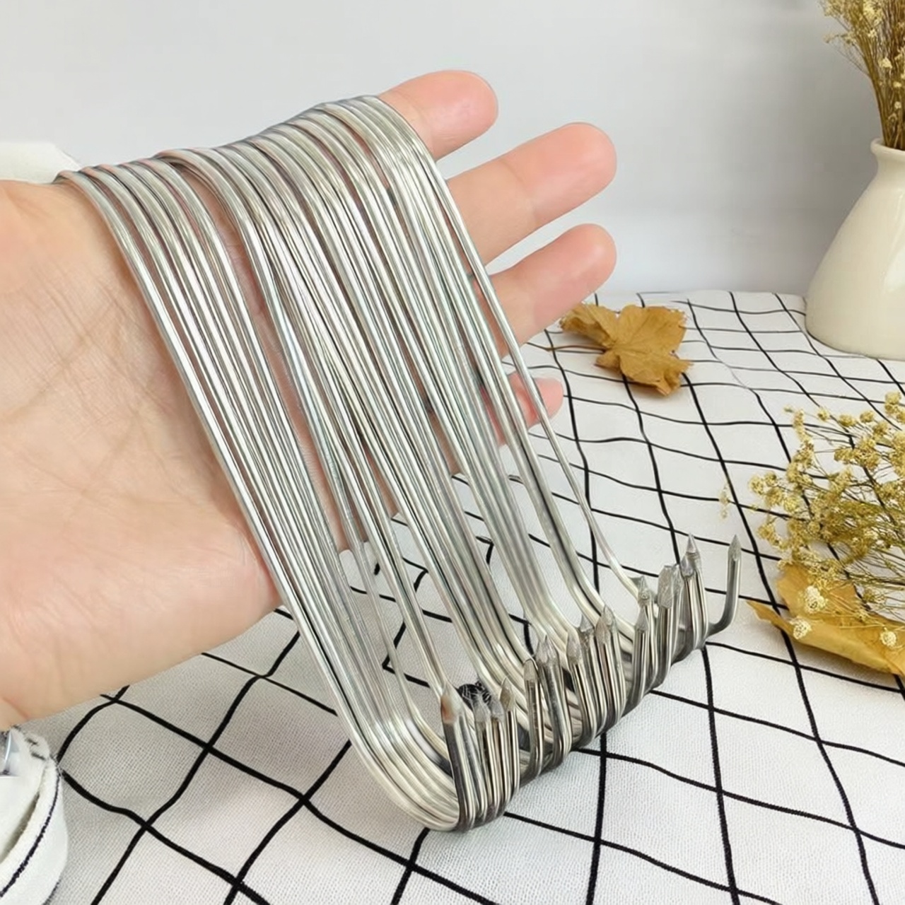 加粗无磁不锈钢挂肉钩实心挂钩香肠腊肉咸鱼钩子工厂直销多买多送