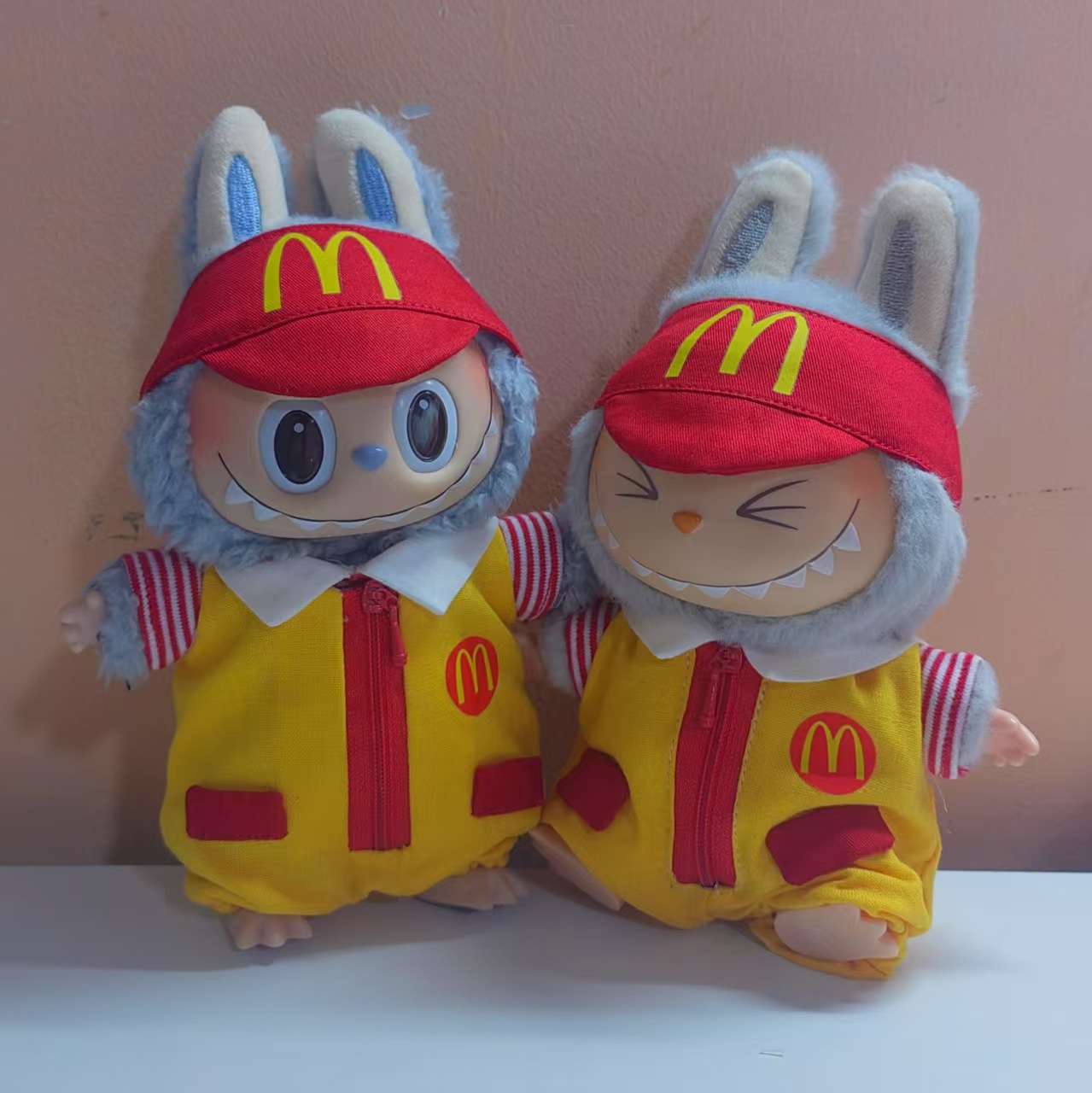 17cm盲盒拉布布衣服 背带裤T恤衣服 Labubu doll搪胶挂件娃娃