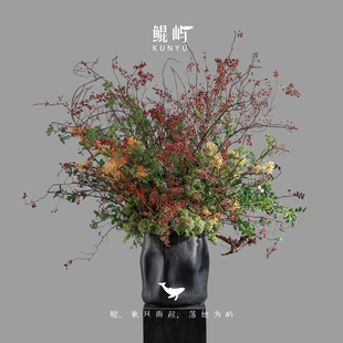 鲲屿 酒店前台大堂玄关会所桌面大型花艺摆件 轻奢高端仿真花艺