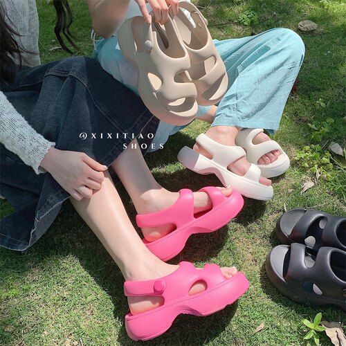 细细条增高简约厚底凉鞋