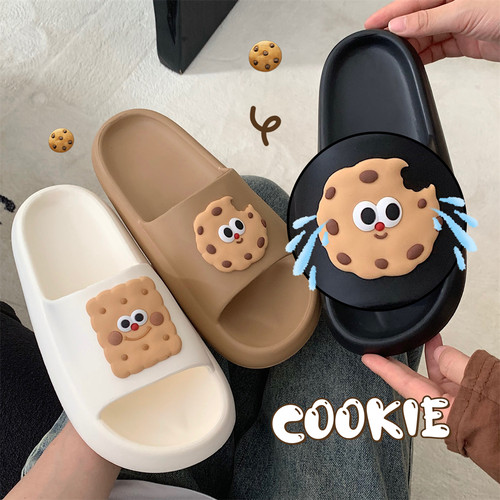 细细条新款可爱创意饼干情侣拖鞋