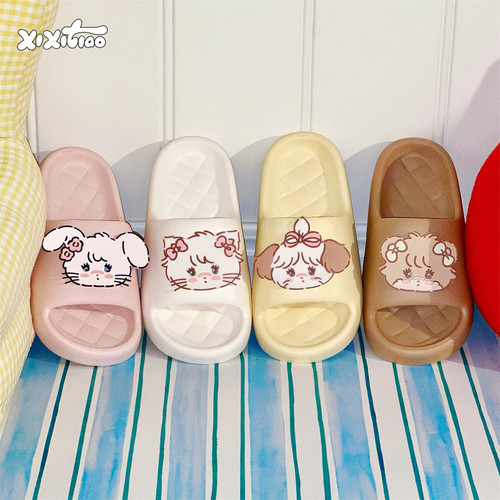细细条可爱卡通mikko联名拖鞋女