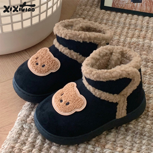 细细条软萌小熊亲子儿童雪地靴