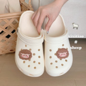 男女夏户外防滑足弓包头eva情侣洞洞鞋 细细条 可爱小绵羊沙滩凉鞋