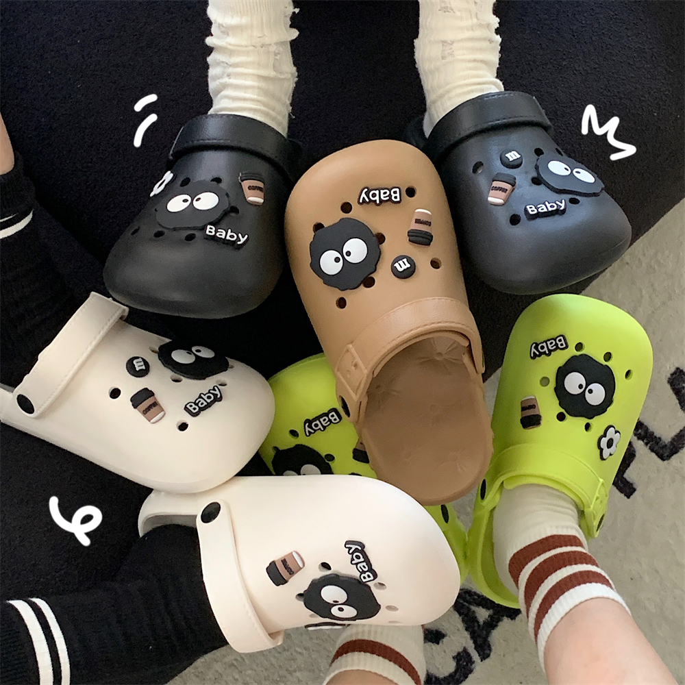 细细条搞怪趣味煤球亲子沙滩鞋