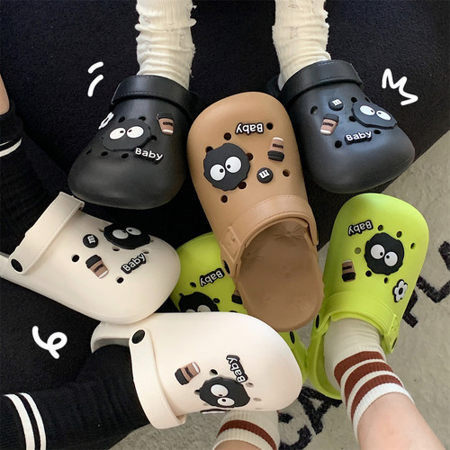 细细条搞怪趣味煤球亲子沙滩鞋