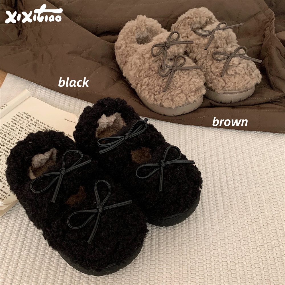 细细条 女童宝宝毛绒棉鞋少女心蝴蝶结亲子秋冬季外穿儿童豆豆鞋,童鞋/婴儿鞋/亲子鞋,棉鞋,淘宝优惠券,粉丝福利购,淘宝优惠卷