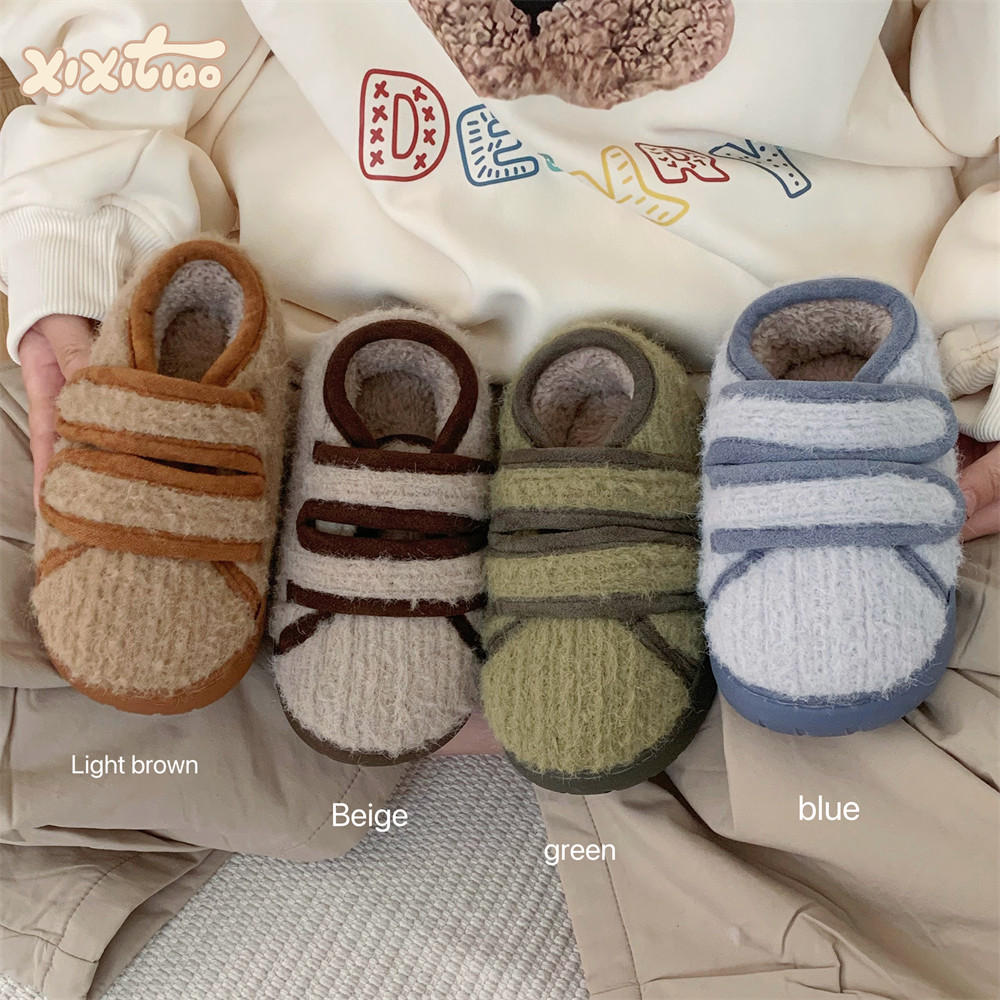 细细条男童女童拼色魔术贴勃肯鞋