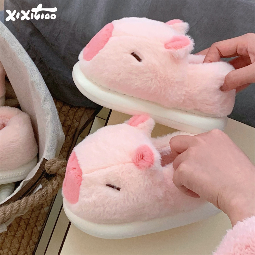 细细条 呆萌卡皮巴拉水豚儿童毛毛鞋保暖男童女童亲子冬季棉拖鞋,童鞋/婴儿鞋/亲子鞋,棉鞋,淘宝优惠券,粉丝福利购,淘宝优惠卷