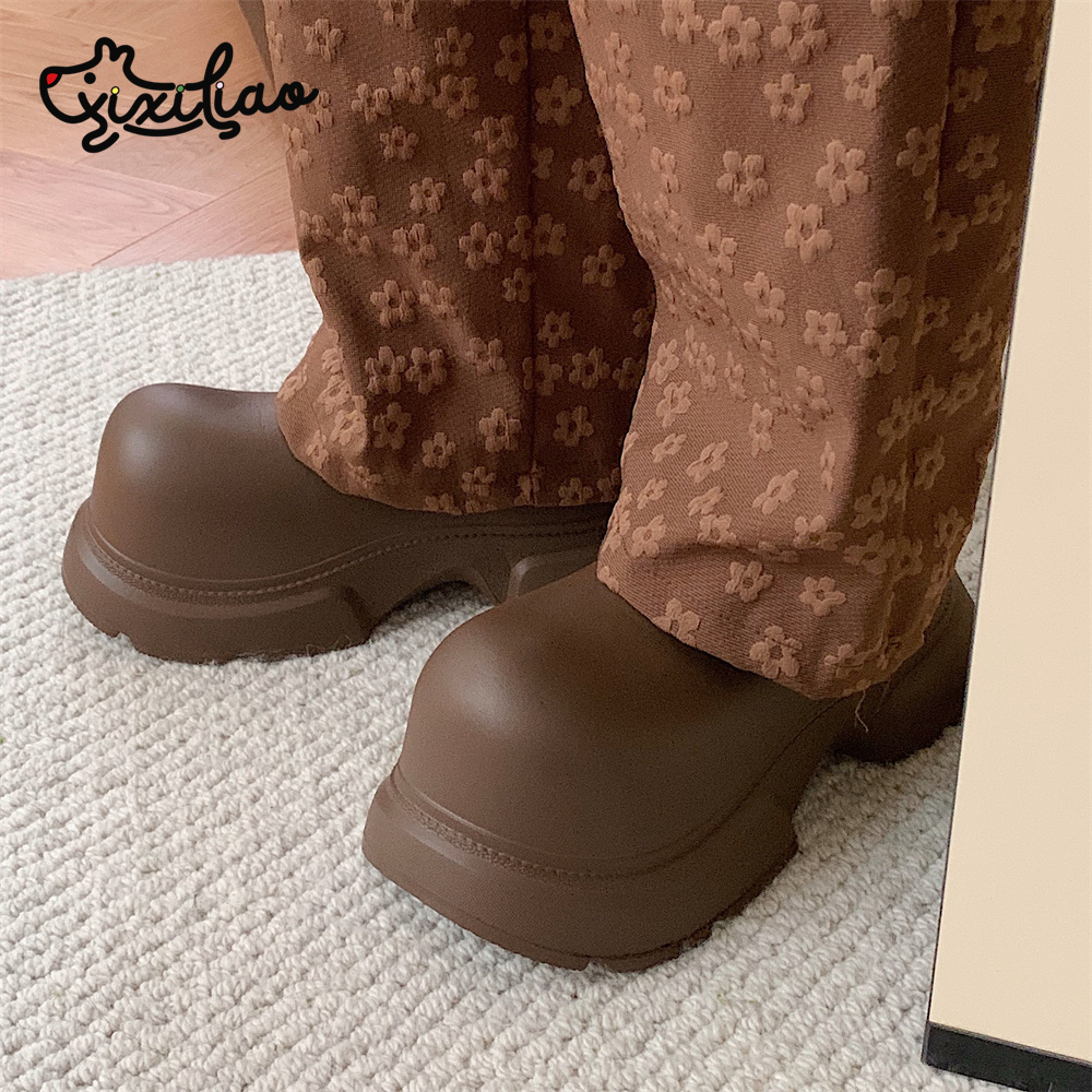 细细条潮酷个性外穿防水大头鞋