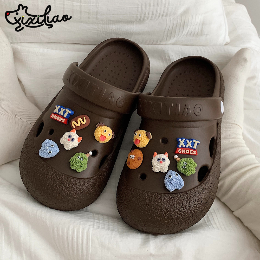 细细条趣味可爱小怪兽洞洞鞋