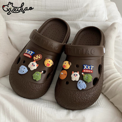 细细条趣味可爱小怪兽洞洞鞋