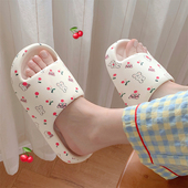 EVA踩屎感防滑软底洗澡凉拖 女夏季 细细条 少女心可爱樱桃兔子拖鞋