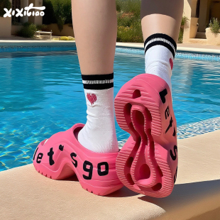 细细条 时尚增高8CM矮子乐厚底拖鞋2025夏季新款辣妹风网红凉拖女