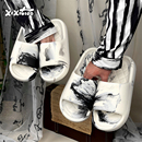 夏季 细细条 EVA防滑防臭凉拖鞋 男女士潮牌情侣居家鞋 国风水墨拖鞋