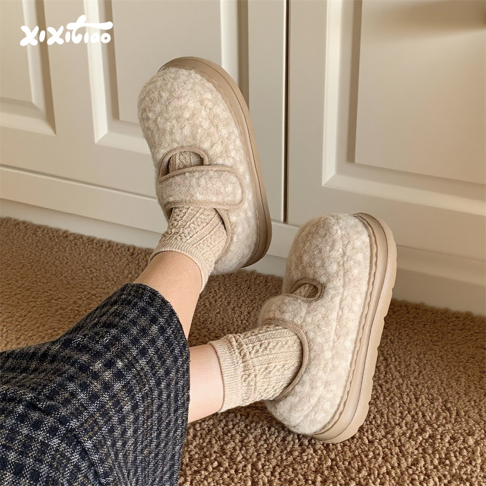 细细条简约厚底玛丽珍豆豆鞋女