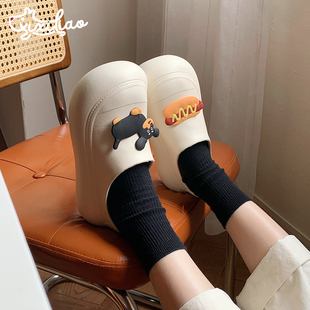 包头半拖鞋 厚底防滑春夏外穿时尚 女 日系ins趣味狗狗大头鞋 细细条