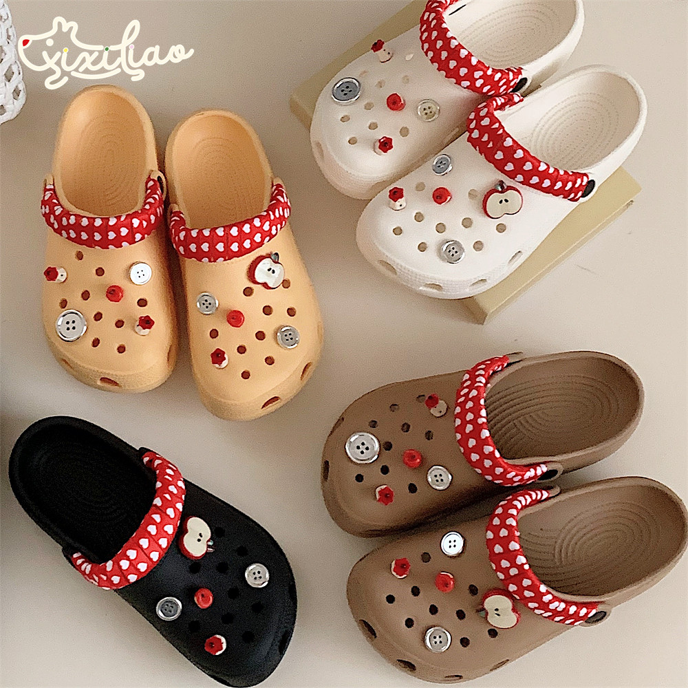 细细条 软底防滑情侣夏季外穿凉拖鞋ins可爱红苹果趣味洞洞鞋男女