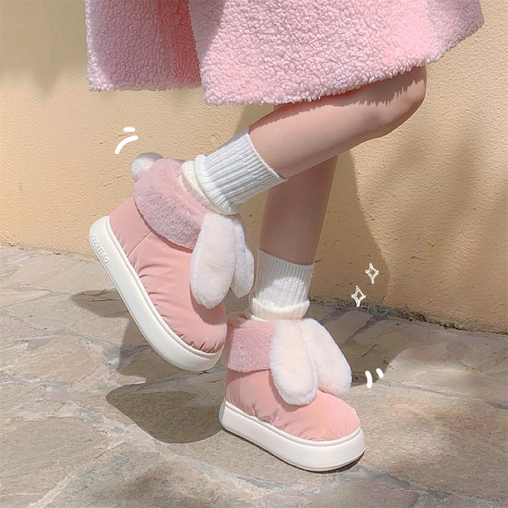 细细条 加绒可爱兔耳朵面包棉鞋冬季户外防水保暖少女心雪地靴女,女鞋,时尚雪地靴,淘宝优惠券,粉丝福利购,淘宝优惠卷